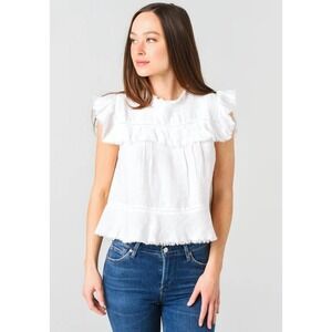 FAHERTY BRAND White Linen Willena Top Size XS